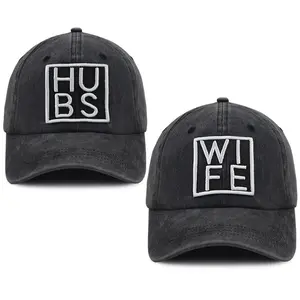 Mr and Mrs Gifts, Hubby Gifts for Men, Wifey Hat for Women, 2 PCS Hubs and Wife Baseball Cap, Just Married Gift for Husband Wife