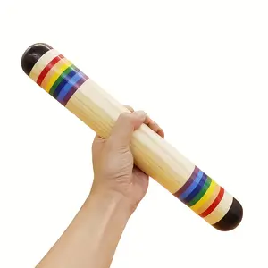 20cm/35cm Wooden Rain Sound Pipe - Painted Rain Sound Shaker, Rain Sound Bell, Latin Percussion Instrument, Natural Wood Surface With Colored Decoration, Rain Sound Instrument | Decorative Rain Sound | Wooden Structure, Imitating Rain Sound