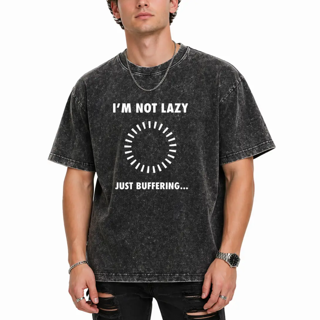 Funny 'I'm Not Lazy Just Buffering' T-Shirt for Programmers & IT Pros – 100% Cotton Geek Gift with Loading Buffer Icon, Sizes S-XXXL