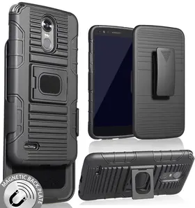 Case for LG Stylo 3, Nakedcellphone's Black Ring Grip Case Cover + Belt Clip Holster Stand [with Built-In Mounting Magnet] for LG STYLO-3, STYLUS-3 (LS777/M430/MP450/MP450N/TP450)