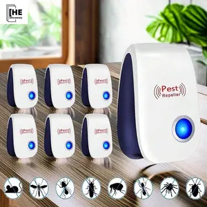 Pest Repeller 6 Pcs Set Electronic Ultrasonic Plug In Indoor Pest Control for Insect Roach Mice Spider Ant Bug Mosquito Repellent with 3 Modes for Safety
