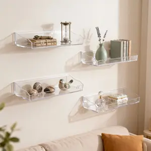 Clear Floating Shelves, Acrylic Shelves for Bathroom Organizers and Storage, Wall-Mounted Organizer for Shower Caddies, Room Décor, Kitchen, and Living Room Essentials.