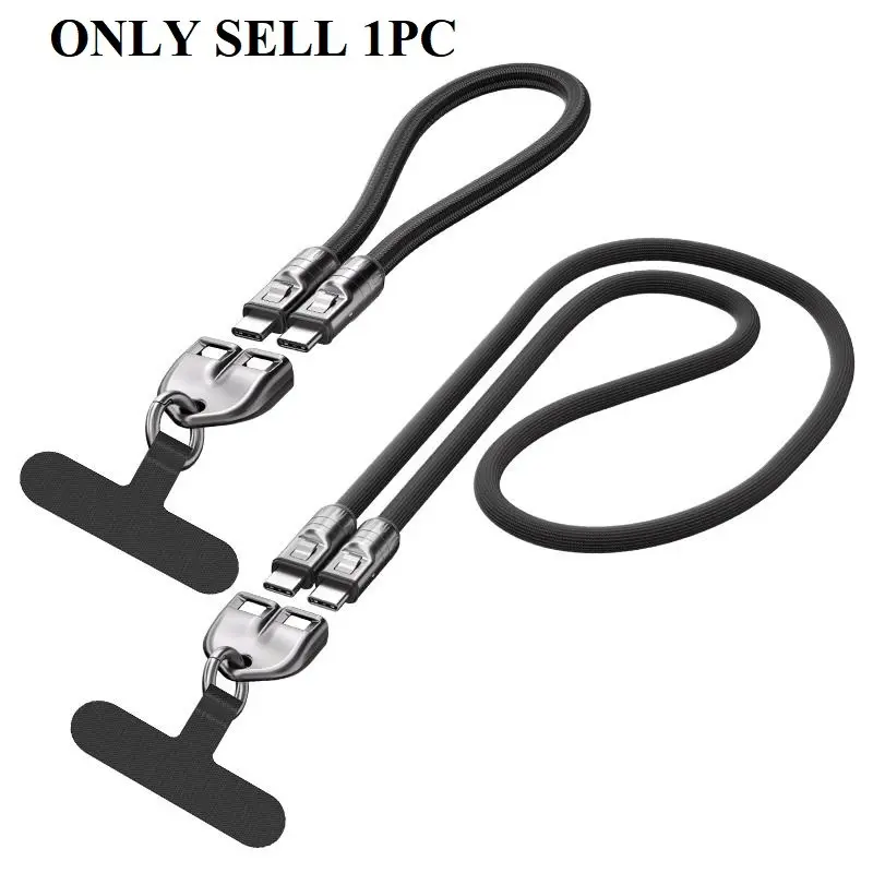2 in 1 Lanyard 240W Usb Fast Charge USB C To Type C Fast Charging Cable PD3.1 USB Type C Data Cord Super Fast Charging