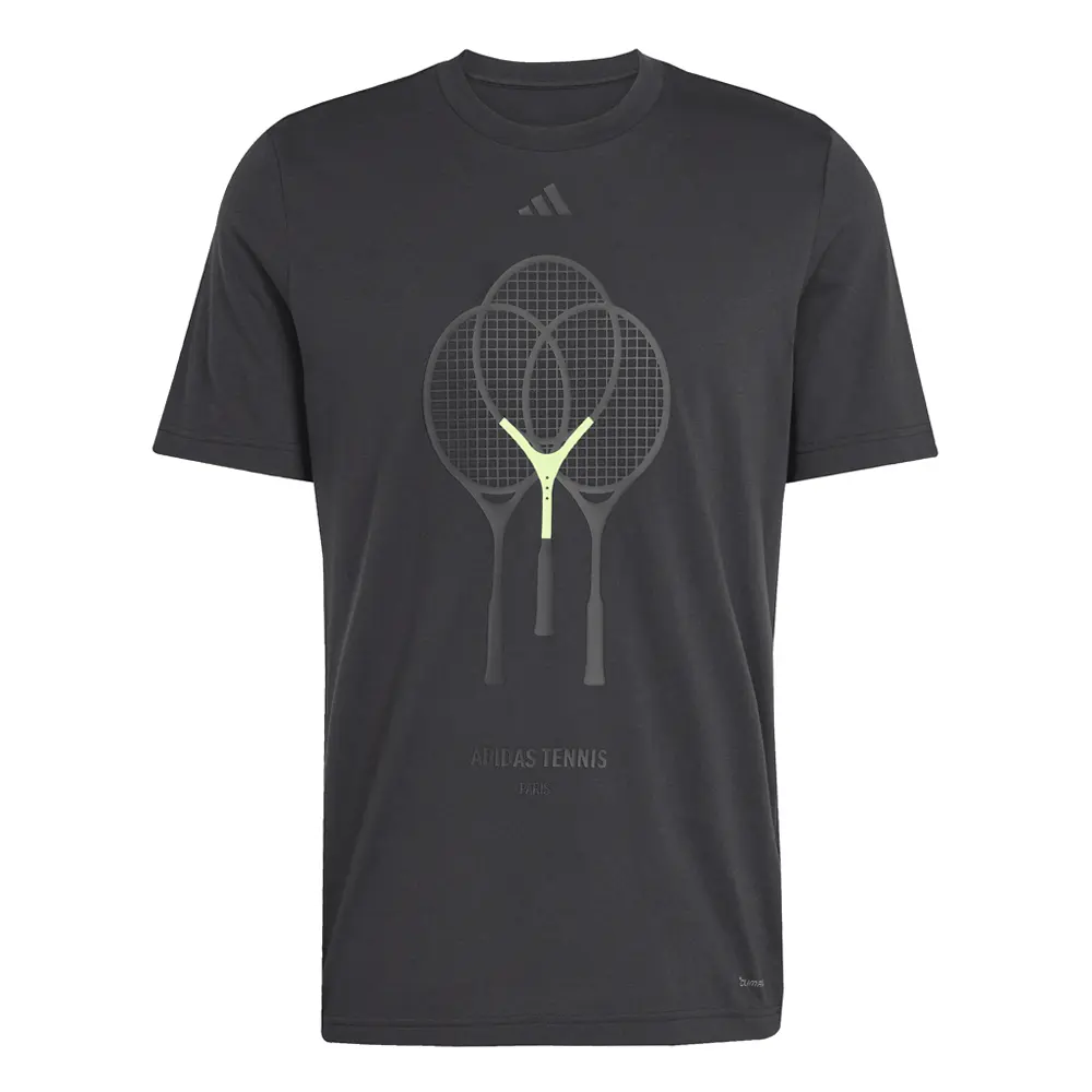 adidas Mens 3 Rackets Graphic Tee Casual Tops Casual - Black