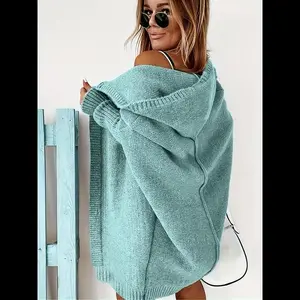 Women's Plain Drop Shoulder Hooded Midi Cardigan Without Top, Casual Long Sleeve Open Front Knitwear for Daily Outdoor Wear, Women Knitwear