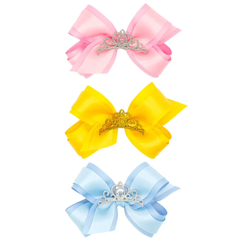 Princess Crown Grosgrain with Satin Overlay Bow by Wee Ones
