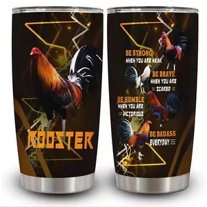[BNB Gift 2025] Rooster Art Tumbler 20oz with Lid – Insulated Stainless Steel Travel Mug for Coffee & Tea, Ideal Gift for Women & Men for Christmas, Birthday, Memorial & Independence Day