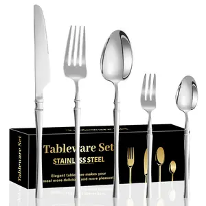 30-Piece Gold Stainless Steel Cutlery Tableware Set, 6 Mirror-Polished Place Settings (Knives, Forks, Spoons, Teaspoons, Dessert Forks) - Dishwasher-Safe Utensil Set for Elegant Dining
