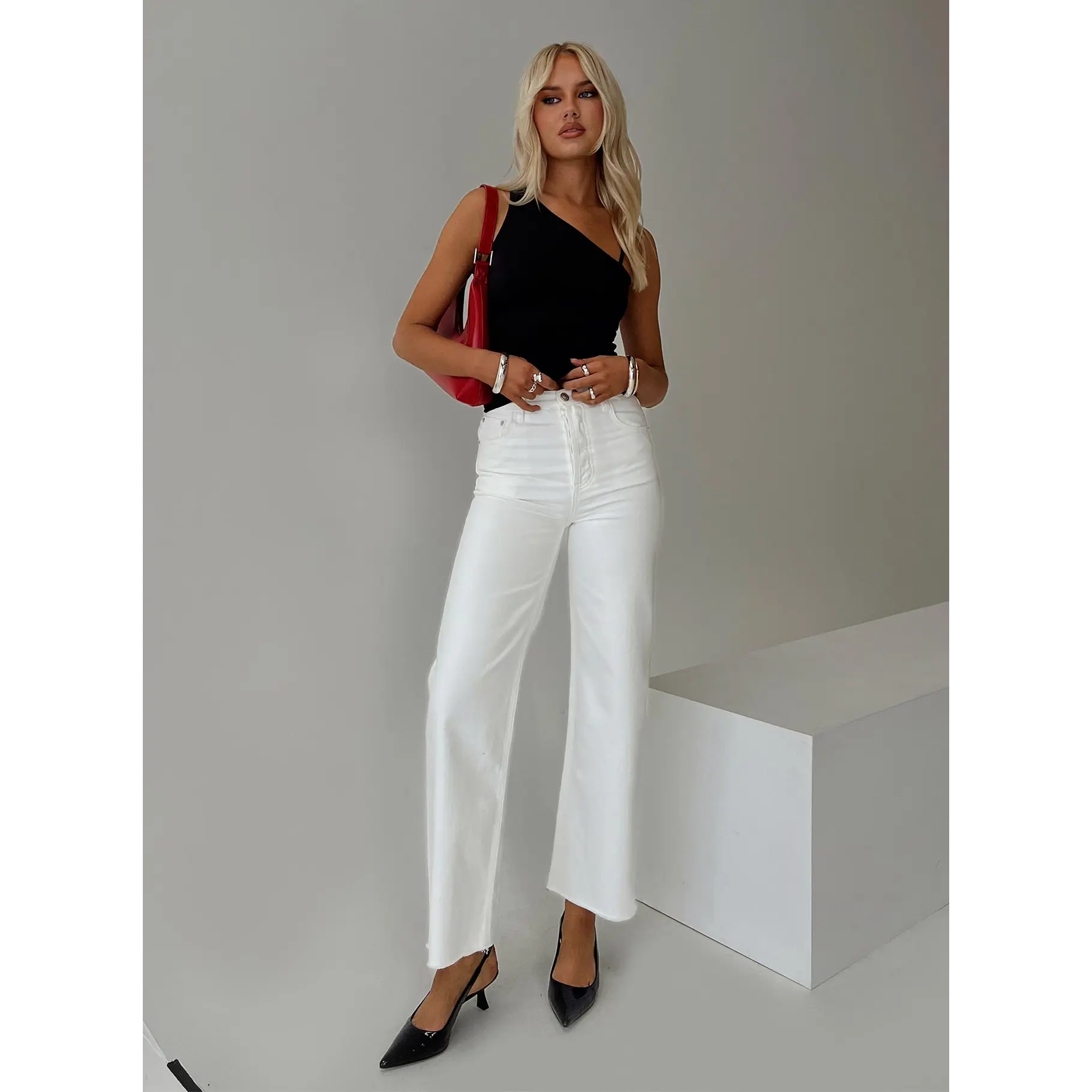 Fawcett High Rise Straight Leg Jeans White Fawcett High Rise Straight Leg Jeans White