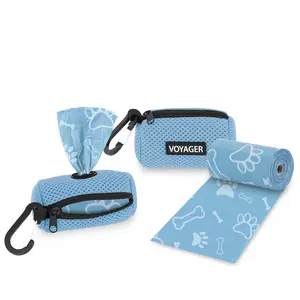 Mesh Dog Waste Bag Dispenser with Velcro Strap for Leash