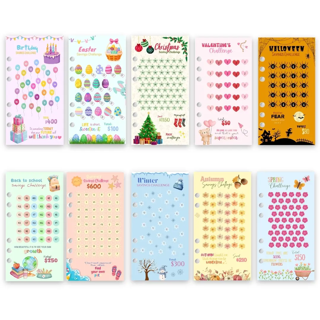 WHEN PIGS FLY | A6 10 Laminated Themed Savings Challenge Sheets WHEN PIGS FLY | A6 10 Laminated Themed Savings Challenge Sheets