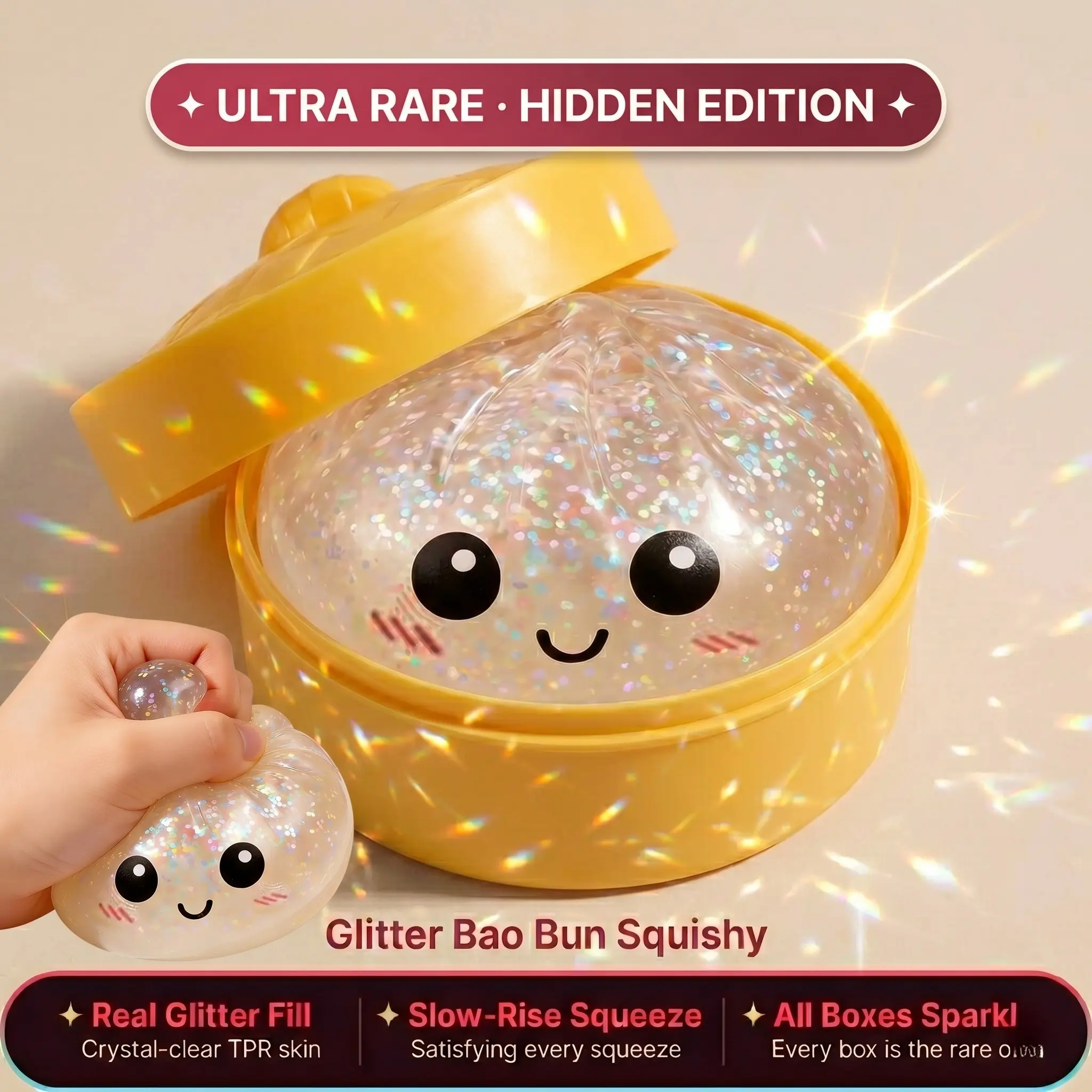 Viral Dumpling Squishy ULTRA RARE Iridescent Glitter Hidden Edition viral-dumpling-squishy-ultra-rare-iridescent-glitter-hidden-edition