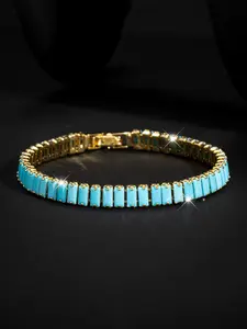 Elegant Women's Faux Turquoise Tennis Bracelet, Fashion Geometric Square Design, Casual Daily Wear Jewelry, Perfect Gift Idea, Elegant Minimalist Bangle