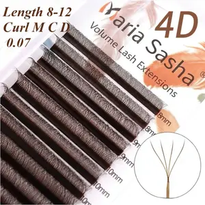 4D Caramel Color False Eyelashes for Women, Thick 0.07mm, Boxed Set, Ideal for Lash Extensions, Enhance Your Look Naturally