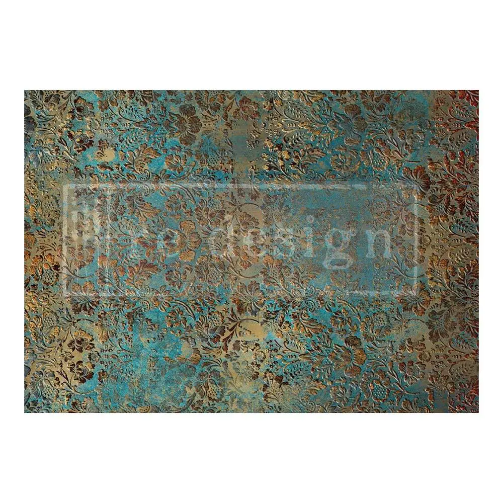 Vintage A1 Size Decoupage Fiber Sheet - Aged Patina Finish, Single Sheet for Office Stationery Paper Supplies
