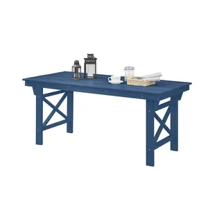 SeeHill HDPE Outdoor Dining Table, 66.9” Rectangle Patio Dining Table for 6, All-Weather HDPE Outdoor Table with 2.2” Umbrella Hole, HDPE Patio Furniture for Deck, Backyard, Garden, Pool, outdoorfun