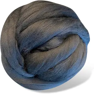 Black Wool Roving 8 Ounces Premium 21 Micron Merino Roving Wool for Blanket Soft Spinning Wool Top Chunky Roving Yarn for Needle & Wet Felting Hand Spinning & Weaving