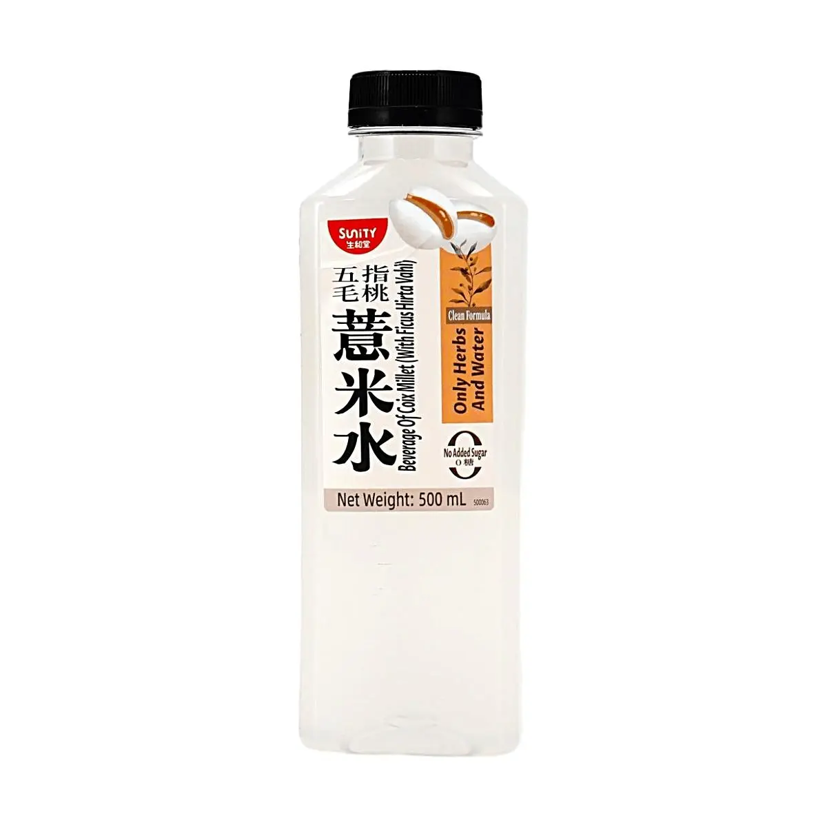 SUNITY Five Finger Peach & Job's Tears Drink - 500ml Healthy Herbal Beverage, 0 Sugar 0 Calorie 0 Fat, Clean Ingredients