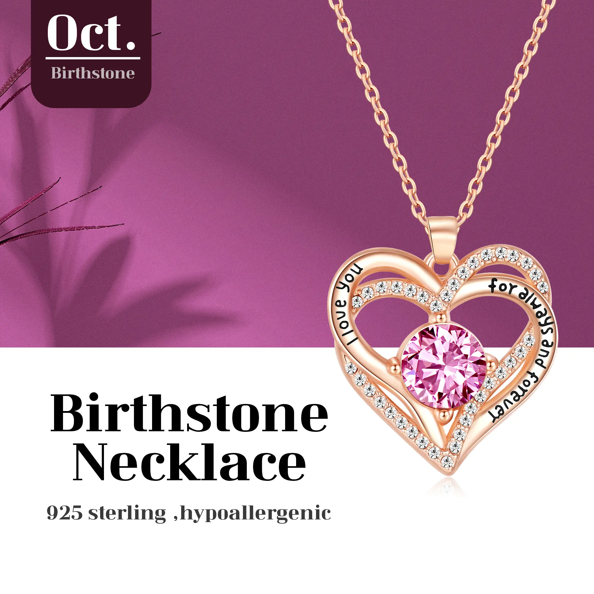 KRUCKEL 10 October Birthstone Necklace | Heart Encased Pendant | Jewelry for Women Lightweight | Easy Wear Fashion | Minimalist Design Accesory with Durable Jewelry Box