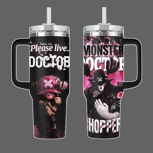 Chopper “Please Live Doctor” Monster- OP Form Anime Stainless Steel Insulated Tumbler 20oz 40oz With Handle & Straw Lid Full Wrap Emotional Design