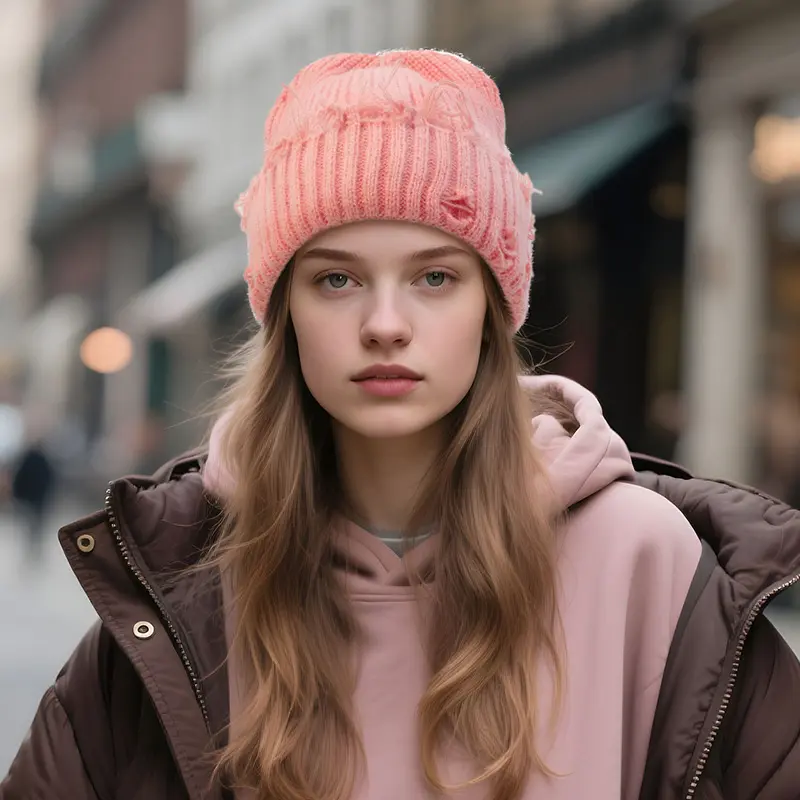 Unisex Plain Handmade Cotton Knit Hat - Wide Band, Loose-Fit Distressed Ins Style Beanie, Comfortable Fashion Accessory for Stylish Outfits, Distressed Slouchy, Layering With Hoodies, Engagement, Slouchy Beanie, Clothes