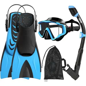 Snorkeling Gear for  Youth - Anti-Fog Diving Mask, Adjustable Fins & Dry Snorkel, Full Snorkel Kit for Snorkeling, Diving, Scuba Diving & Swimming