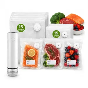 Summervibes Compact Vacuum Sealer for Food，Vacuum Sealer for Food with Visual Water Storage Tank,(Vacuum Sealer Machine + 30 Reusable Vacuum Bags)，Portable Food Sealer for 5X Preservation & Fresh #Summervibes Gift