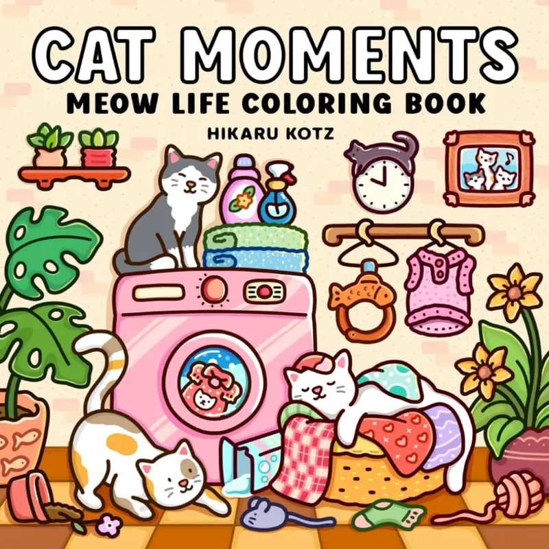 Cat Moments: Meow Life Standard English Activity Coloring Book for Adults & Teens - 8.5x8.5in, Cute Feline Friends, Adorable Illustrations, Mischievous Adventures, Snooze Themes, Entertaining, Purr-fect Gift
