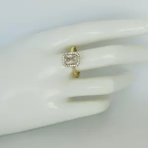 Elegant Gold Plated 14k Ring for Women with Sparkling Gemstone and Delicate Design
