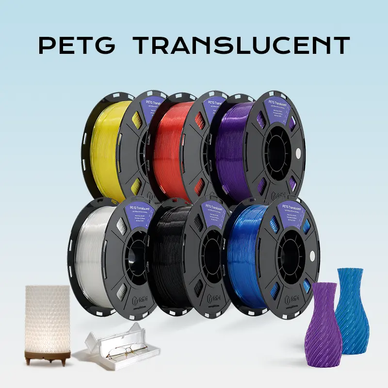 QIDI Translucent PETG 3D Filament - 1.75mm, 1kg (2.2lbs) Spool with RFID Chip, Water-UV Resist, Light Diffuse, Soft Glow Effect, Dimensional Stability, Easy Printing, High-Speed Capability, Ideal for Lampshades & Decorative Elements