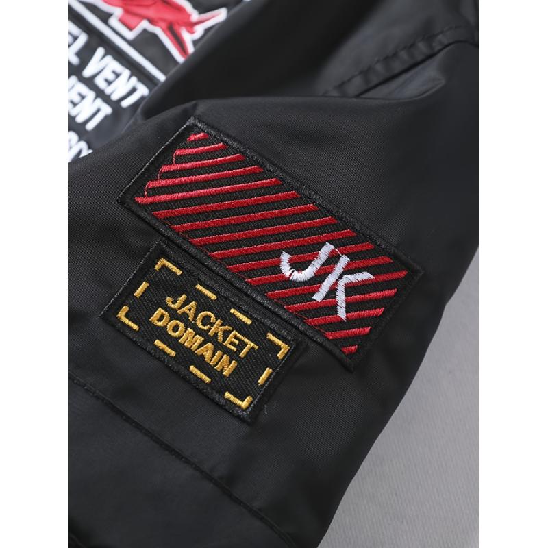 Men's Air Force Themed Letters Embroidery Baseball Collar Jacket, Casual Stylish Long Sleeve Windproof Motor Coat Outdoor Clothes Men's Air Force Themed Letters Embroidery Baseball Collar Jacket, Casual Stylish Long Sleeve Windproof Motor Coat Outdoor Clothes