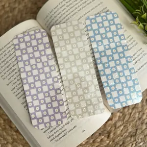 Holographic Flower Checkered Bookmark Bundle - Set of 3 Vibrant Bookmarks for Reading Enthusiasts