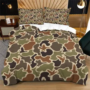 Camouflage Hunting Duck Bedding Set for Kids & Adults, Decorative Bedding Set, Soft Comfortable Military Forest Style, Includes Duvet Cover & Pillowcases