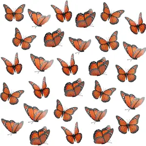 Monarch Butterfly Decorations, 50 Pcs Orange Artificial Magnetic Butterflies Realistic Butterflies Picks for Bouquets, Crafts, Home Decor, Floral Arrangements, Parties (50, Orange)