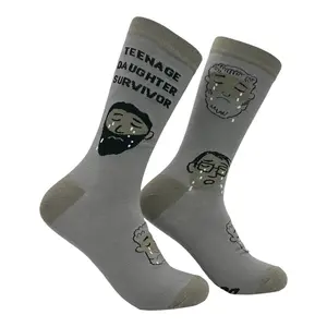 Men's Teenage Daughter Survivor Socks Funny Sarcastic Parent Graphic Novelty Footwear for Men Funny Graphic Socks Comfortable Fitted Spandex Cotton