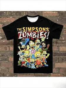 Summer Bestseller Homage Tees Simpsons Zombies Short-sleeved Casual T-shirt, Casual Round-neck Short-sleeved T-shirt