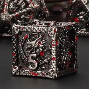 Metal Dice Set - 7 Solid Dragon Dice with Gift Patterned Dice Bag, D&D Dice Set, Party Dice, Game accessories, Gift forDungeons & Dragon RPG,TPG,Pathfinder,Role-playing games
