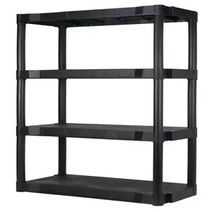 Hyper Tough 4 Shelf Plastic Shelving Unit 13.88" (D) x 30" (W) x 56.2" (H), Black