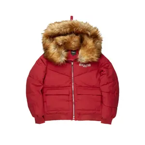 Langston Red Puffer Jacket with Fur Hood