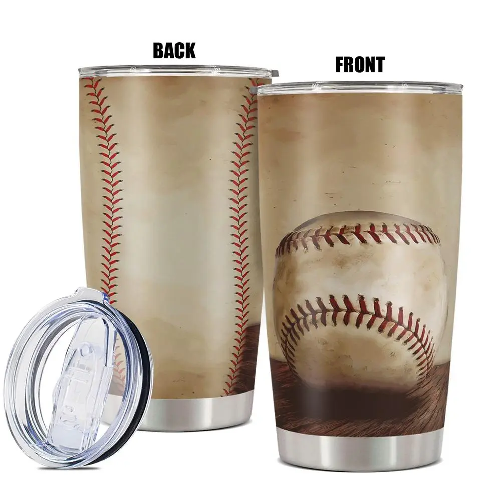 Baseball Pattern 20oz Tumbler, Stainless Steel Insulated Tumbler Cup, Funny Gift for Baseball Player, Gift for Any Occasion, Drinkware