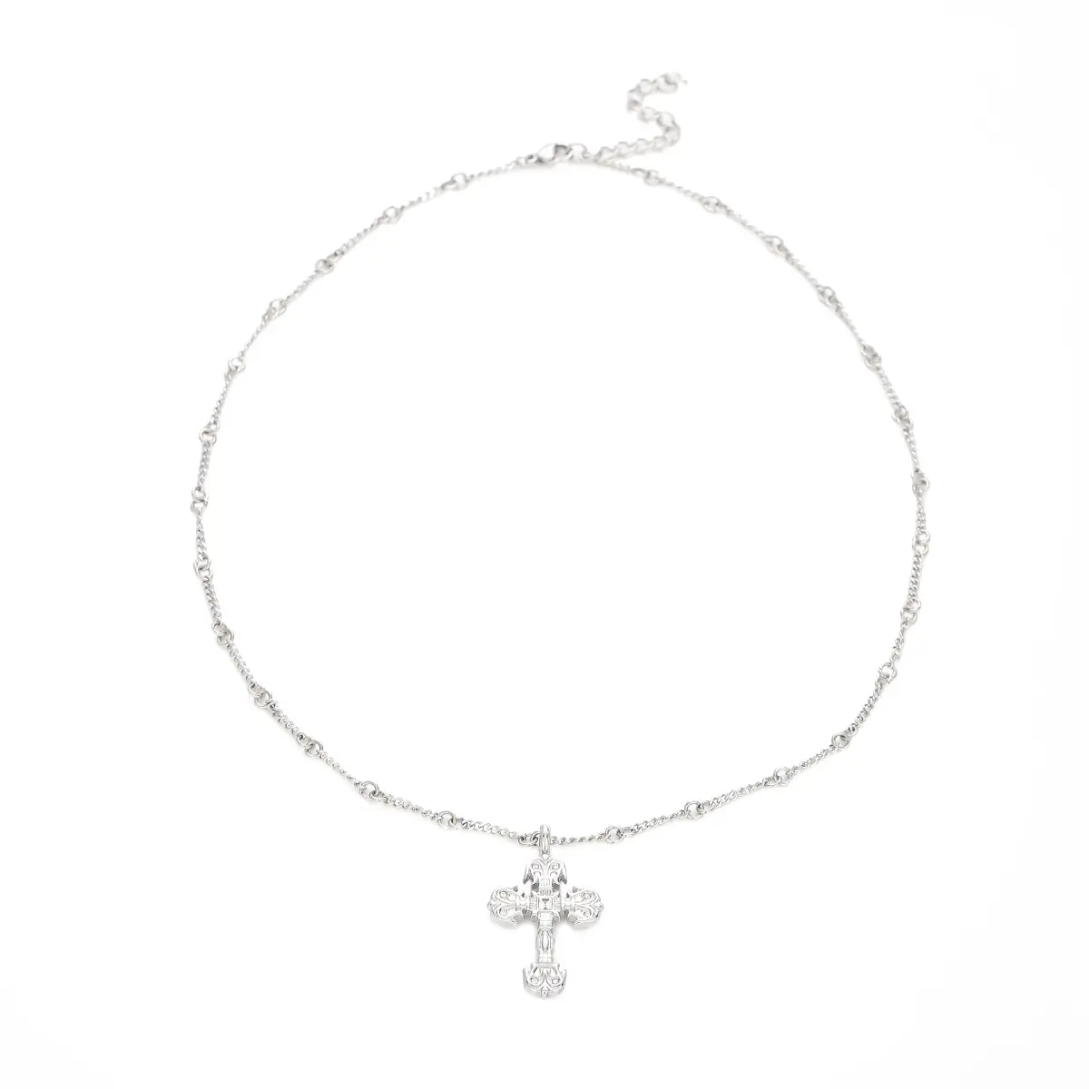 European and American cross-border flame cross zircon necklace, men's fashionable and unique versatile accessory, women's light luxury high-end accessory, new product launch, Chrome-Tone Necklaces, Clavicular Necklaces