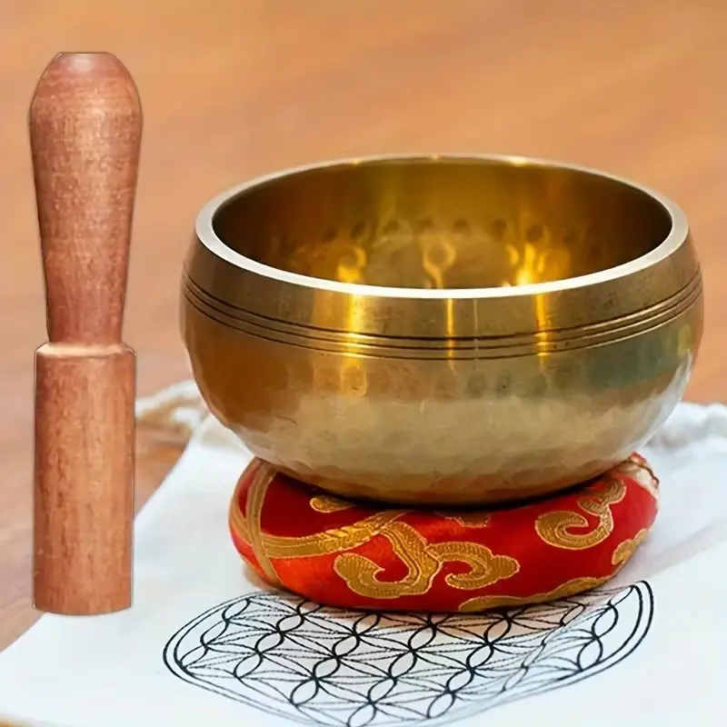 Nepal Singing Bowl Meditation Set Handmade! 3 Inch Copper Body, Wood Hammer Light Tap Pure Overtones, Yoga Healing, Chakra Balance