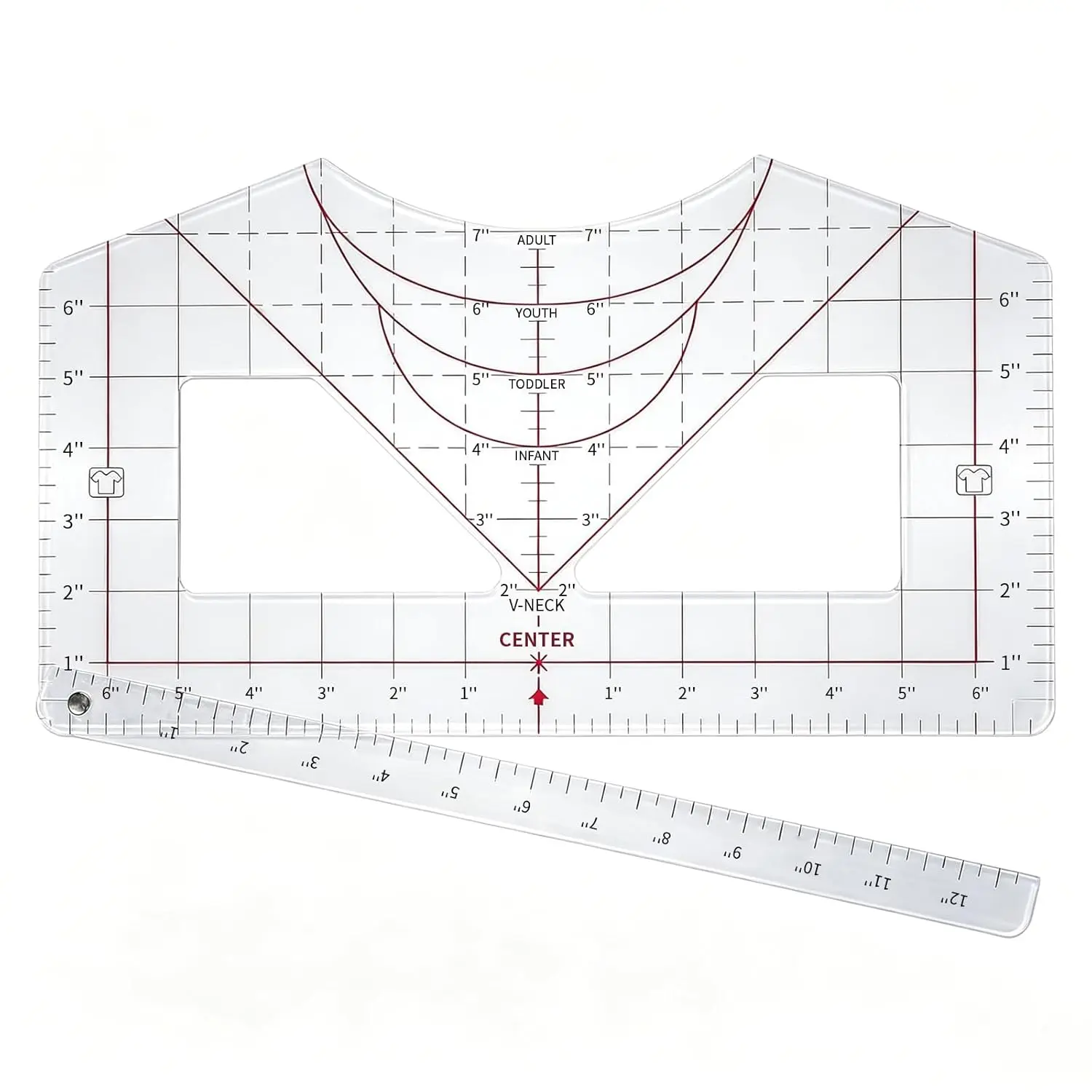 T Shirt Ruler Guide for Heat Press & Vinyl, Transparent PVC Shirt Measurement Tool to Center Designs  HTV & Sublimation Blanks, Craft Sewing Supplies and Accessories