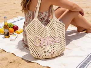 Personalized beach tote bags, Crochet beach bags, Bridesmaid gift bags, Travel Beach Bag, Wedding favor gift, Bachelorette Trip Gift for Her
