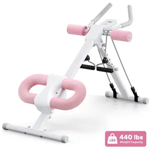 Adjustable Ab Trainer Machine with LCD Monitor, Foldable Ab Exercise Machine for abs, Arm, Leg, Buttocks, Core & Ab Trainer at Home Gym,  Workout Equipment
