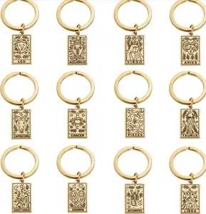 Zodiac Symbol Gold Keychain