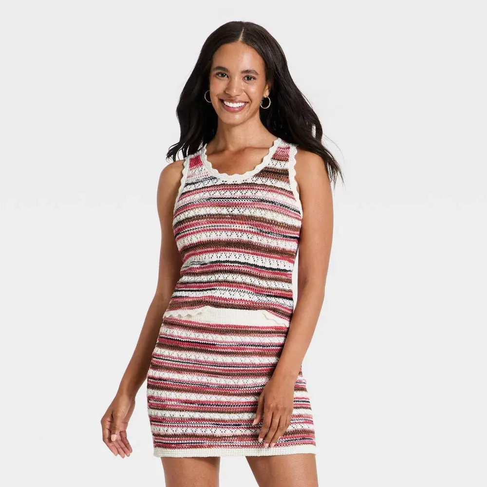 Women's Striped Sleeveless Scoop Neck Pullover Sweater - Universal Thread Multicolor S