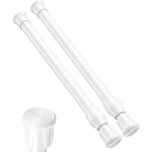 12-20 inches White Adjustable Spring Tension Curtain Rods 2 Pack No Drill Short Mini Rod for Cupboard Closet Kitchen Drawers Cabinets
