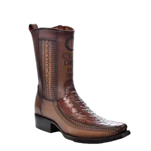 MEN'S CUADRA OSTRICH LEATHER MORONI CHESTNUT BROWN WESTERN BOOT