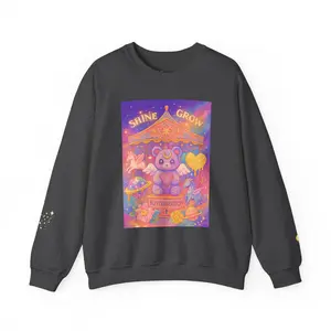 Shine & Grow Carousel Bear Sweatshirt | Magic Rose Back Print Cotton Crewneck